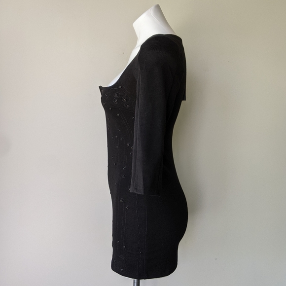 Lucy Paris Embroidery & Stud Embellished Bodycon Dress in Black,  S NWT - Picture 3 of 7